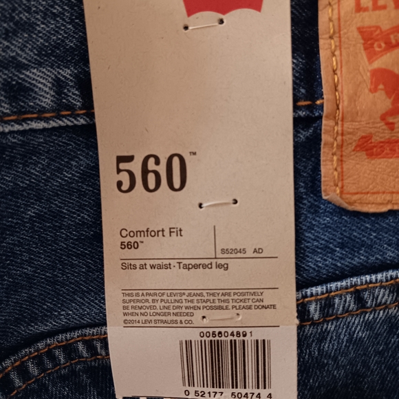Levi 560 Comfort Fit Blue Jeans Brand New W-tags Men's Sz 36×32 Loose/ Tapered - Picture 8 of 10